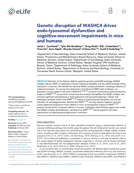 Genetic Disruption of WASHC4 Drives Endo-Lysosomal Dysfunction