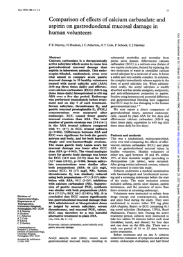 Comparison of Effects Ofcalcium Carbasalate and Aspirin On