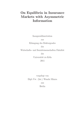 On Equilibria in Insurance Markets with Asymmetric Information