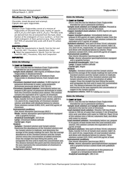 Medium-Chain Triglycerides Delete the Following: ▲ Glycerides, Mixed Decanoyl and Octanoyl; • LIMIT of COPPER Caprylic and Capric Triglycerides
