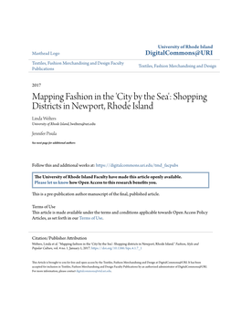 Shopping Districts in Newport, Rhode Island Linda Welters University of Rhode Island, Lwelters@Uri.Edu