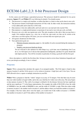 ECE366 Lab1,2,3: 8-Bit Processor Design