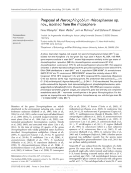 Proposal of Novosphingobium Rhizosphaerae Sp. Nov., Isolated from the Rhizosphere