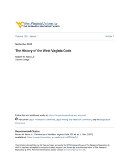 The History of the West Virginia Code