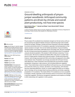 Ground-Dwelling Arthropods of Pinyon-Juniper Woodlands