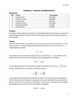 Collisions – Impulse and Momentum