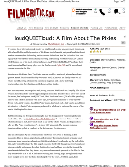 Loudquietloud: a Film About the Pixies : Filmcritic.Com Movie Review Page 1 of 2