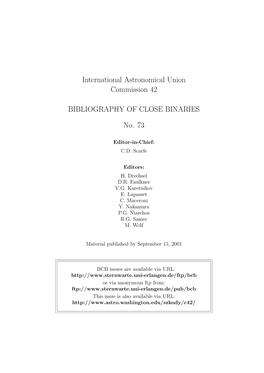 International Astronomical Union Commission 42 BIBLIOGRAPHY