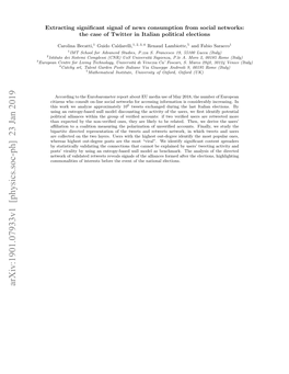 Arxiv:1901.07933V1 [Physics.Soc-Ph] 23 Jan 2019 2