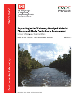 Bayou Segnette Waterway Dredged Material Placement Study Preliminary Assessment Summary of Findings and Recommendations