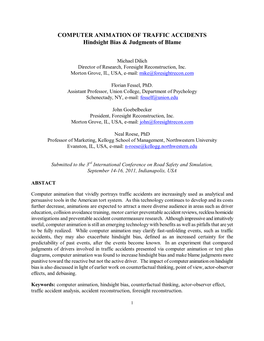 COMPUTER ANIMATION of TRAFFIC ACCIDENTS Hindsight Bias & Judgments of Blame