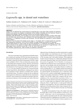 Legionella Spp. in Dental Unit Waterlines