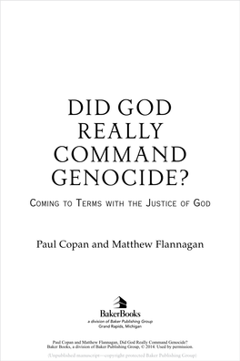 Did God Really Command Genocide?