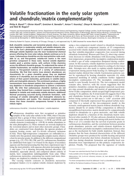 Volatile Fractionation in the Early Solar System and Chondrule Matrix Complementarity