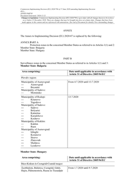 EU) 2020/798 of 17 June 2020 Amending Implementing Decision 1 (EU