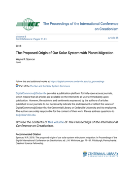 The Proposed Origin of Our Solar System with Planet Migration