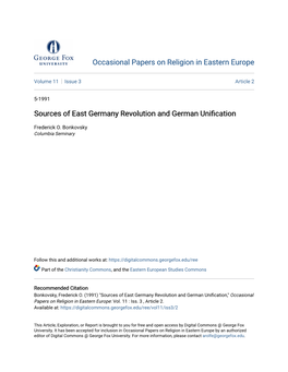 Sources of East Germany Revolution and German Unification