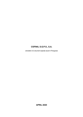 Cofina, S.G.P.S., S.A. April 2020