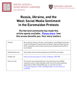 Russia, Ukraine, and the West: Social Media Sentiment in the Euromaidan Protests