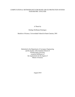 Computational Methodology for Bleed Air Ice Protection System Parametric Analysis