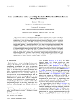 Some Considerations for the Use of High-Resolution Mobile Radar Data in Tornado Intensity Determination