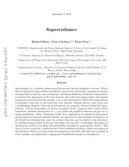 Superradiance Arxiv:1501.06570V3 [Gr-Qc] 4 Sep 2015