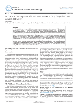 Is a Key Regulator of T-Cell Behavior and a Drug Target for T Cell