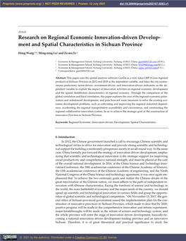 Research on Regional Economic Innovation-Driven Develop- Ment and Spatial Characteristics in Sichuan Province