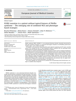 FGFR2 Mutation in a Patient Without Typical Features of Pfeiffer Syndrome E the Emerging Role of Combined NGS and Phenotype Based Strategies