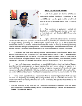 Write up - Lt Shaik Jeelani