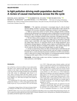 Is Light Pollution Driving Moth Population Declines? a Review of Causal Mechanisms Across the Life Cycle