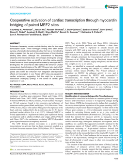 Cooperative Activation of Cardiac Transcription Through Myocardin Bridging of Paired MEF2 Sites Courtney M