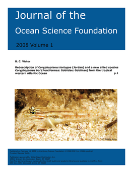 Redescription of Coryphopterus Tortugae (Jordan) and a New Allied Species Coryphopterus Bol (Perciformes: Gobiidae: Gobiinae) from the Tropical Western Atlantic Ocean