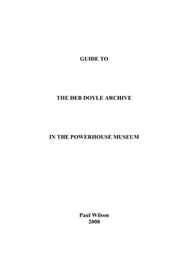 Guide to the Deb Doyle Archive in the Powerhouse