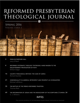 The Reformed Presbyterian Theological Journal