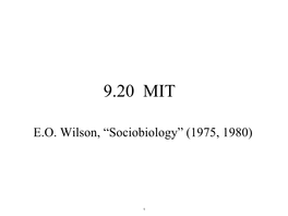 EO Wilson's Sociobiology
