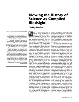 Viewing the History of Science As Compiled Hindsight Lindley Darcien