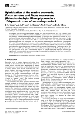 Hybridization of the Marine Seaweeds, Fucus Serratus And