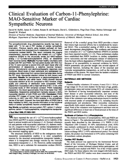 Clinical Evaluation of Carbon-11-Phenylephrine: MAO-Sensitive Marker of Cardiac Sympathetic Neurons