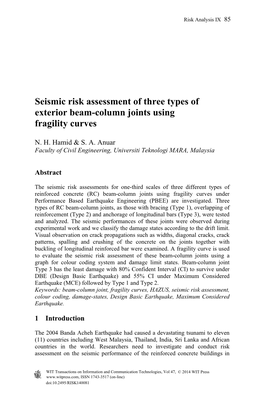 Seismic Risk Assessment of Three Types of Exterior Beam-Column Joints Using Fragility Curves