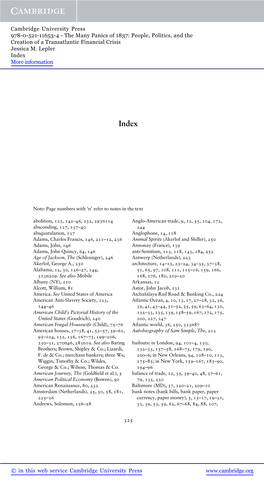 The Many Panics of 1837: People, Politics, and the Creation of a Transatlantic Financial Crisis Jessica M