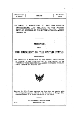 Message from the President of the United States . . . Treaty Doc.100-2