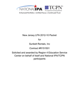 New Jersey LFN 2012-10 Packet for Sunbelt Rentals, Inc Contract