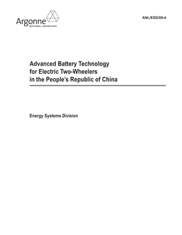 Advanced Battery Technology for Electric Two-Wheelers in the People's Republic of China