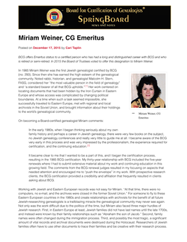 Emeritus Status to a Certiﬁed Person Who Has Had a Long and Distinguished Career with BCG and Who Is Retired Or Semi-Retired