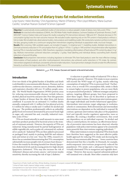 Systematic Review of Dietary Trans-Fat Reduction Interventions