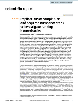 Implications of Sample Size and Acquired Number of Steps to Investigate Running Biomechanics Anderson Souza Oliveira* & Cristina Ioana Pirscoveanu