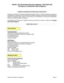 ISO/IEC JTC1/SC22 Ballot Resolution Meeting - DIS 23360 LSB 29 August to 2 September 2005, Singapore