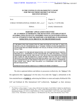 P> Case 17-36709 Document 121 Filed in TXSB on 12/21/17 Page 1 of 12