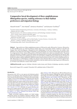 Comparative Larval Development of Three Amphidromous Rhinogobius Species, Making Reference to Their Habitat Preferences and Migration Biology